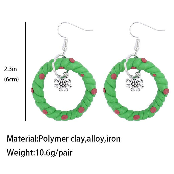 Mistletoe Carved Three-dimensional Wreath Simple Earrings Earrings