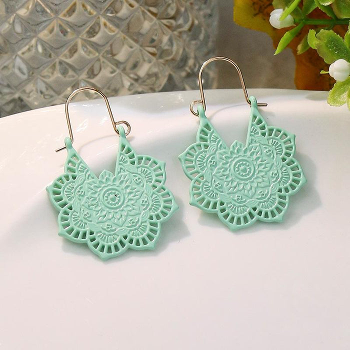 Simple Color Rose Candy Color Geometric U-shaped Earrings Female