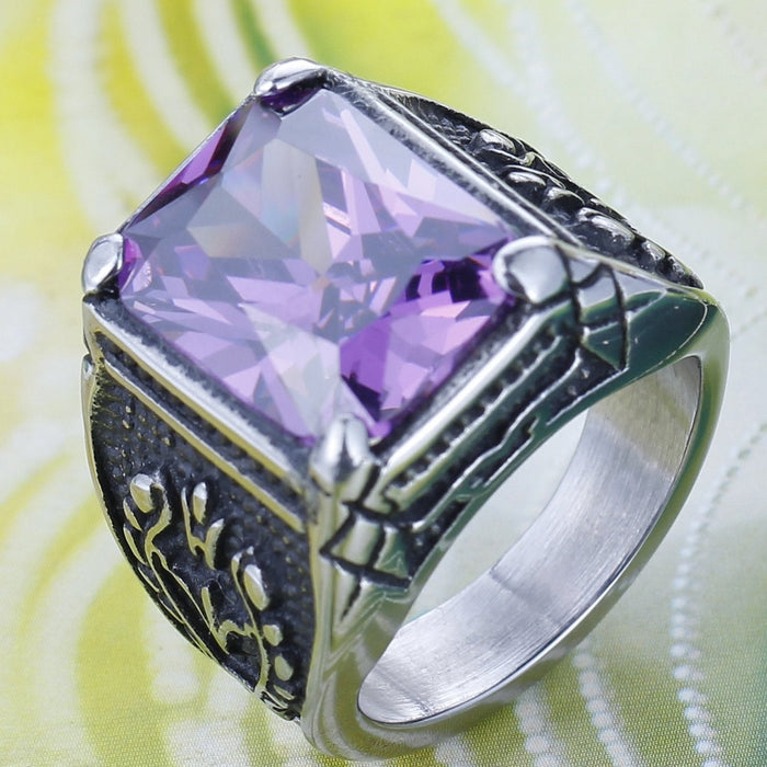 Fashon Jewelry Purple Zircon Anqutie Silver colour Rings