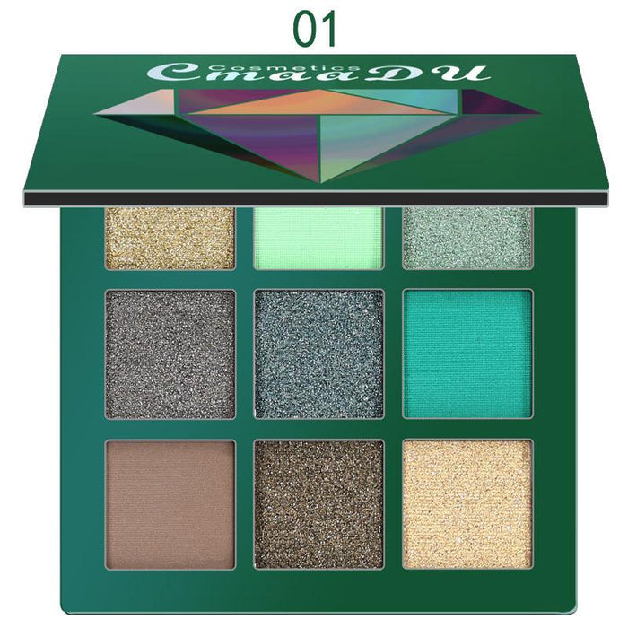 9 colour eye shadow flashing high gloss.