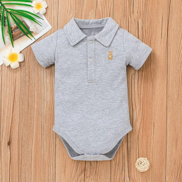 Baby Solid Color Gentleman Romper Infant Cute Bodysuit