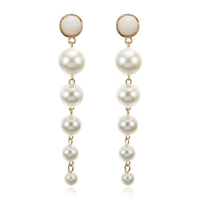 Imitation Pearl Drop Stud Earrings