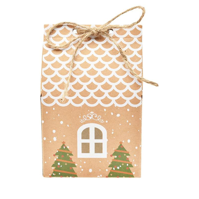 50pcs Christmas House Shape Candy Box Gift Bags