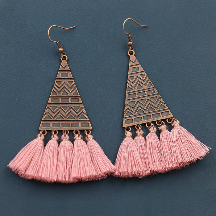 Vintage Tassel Earrings Women's Bohemian Long Pendant Earrings