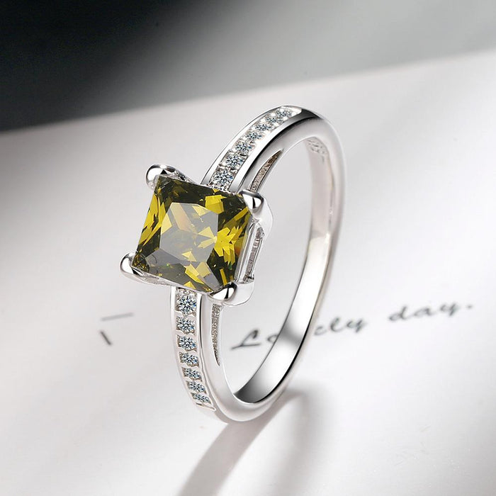 New Simple Four-Claw Square Zircon Proposal Ring