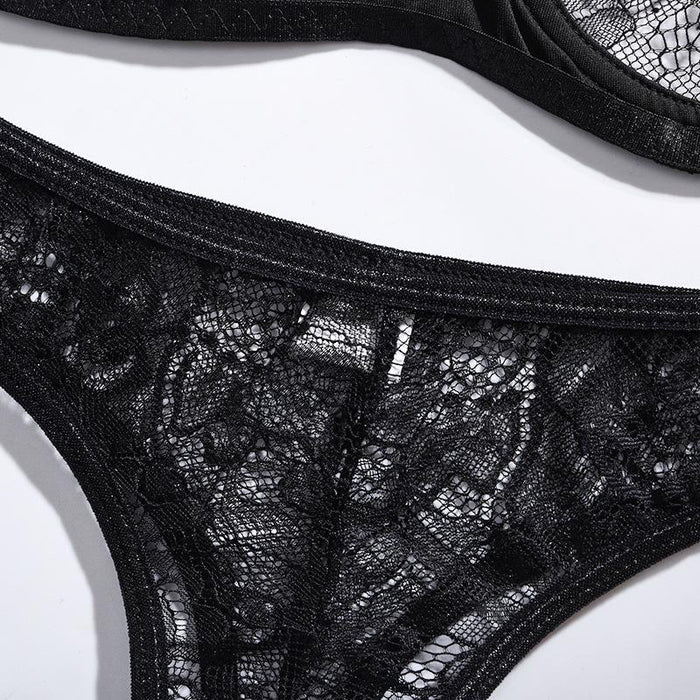 Summer Thin Lace Mesh Underwear Women Sexy Lingerie Set