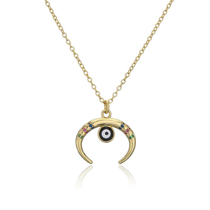 New Fashion Zircon Geometric Devil's Eye Necklace