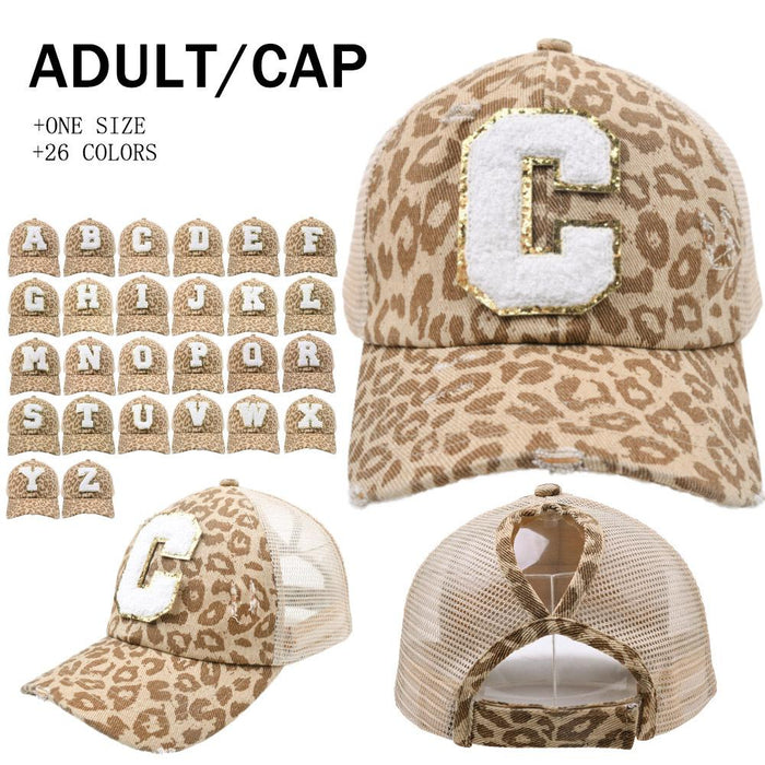 New Leopard 26 Letter Baseball Cap Sports Permeable Mesh Cap