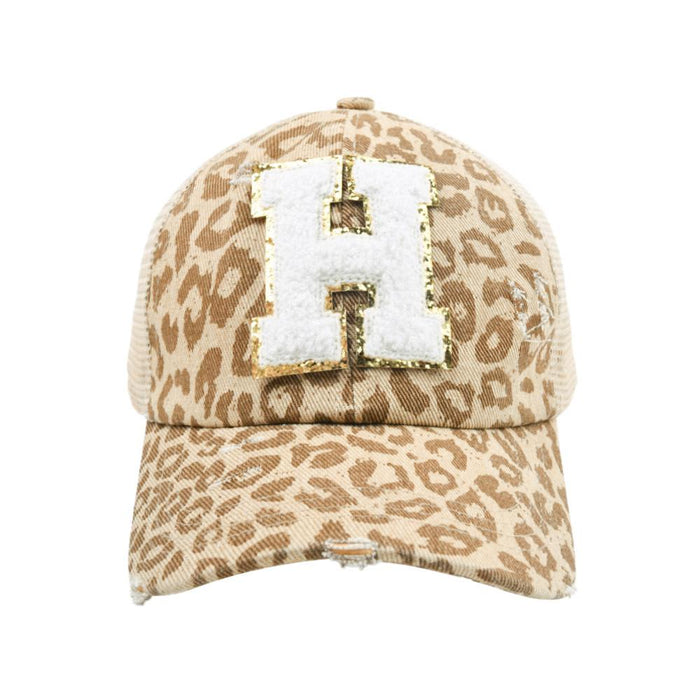 New Leopard 26 Letter Baseball Cap Sports Permeable Mesh Cap