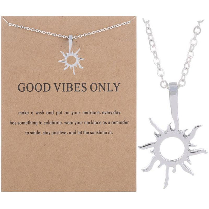 Golden Sun God Necklace Light Pendant Card Clavicle Chain