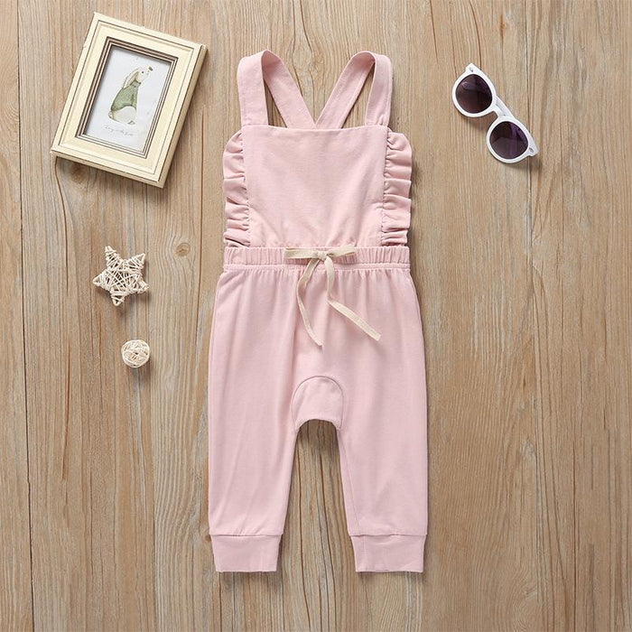 Baby Girls' Summer Striped Suspender Jumpsuit