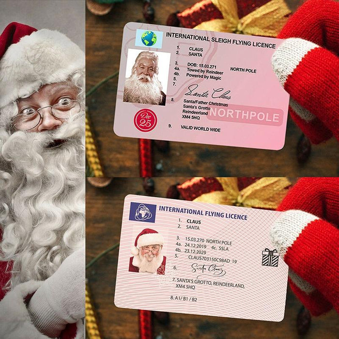 Creative Santa Claus Flight License Christmas Eve Driving Licence