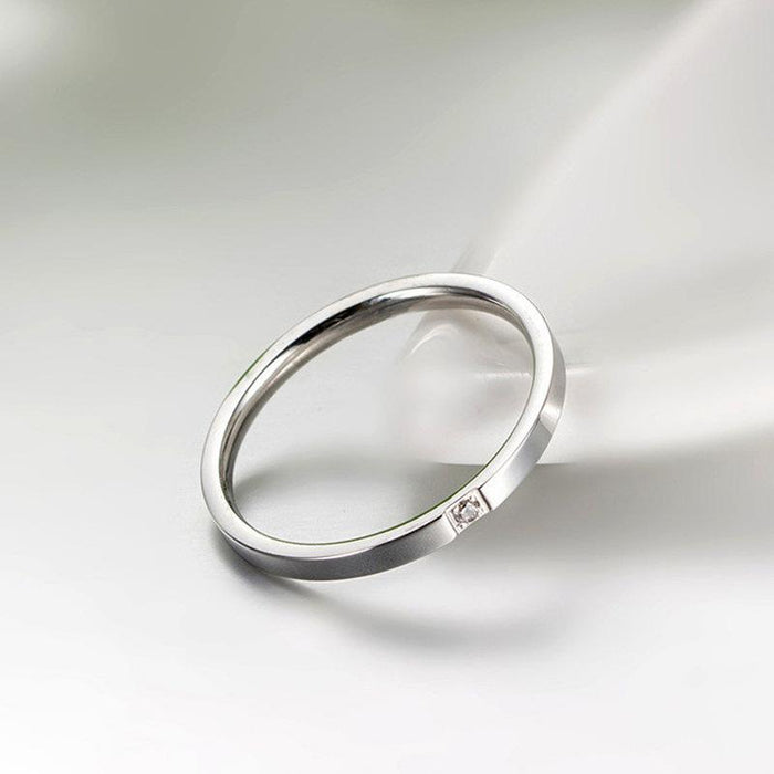 Titanium Steel One Diamond Ring