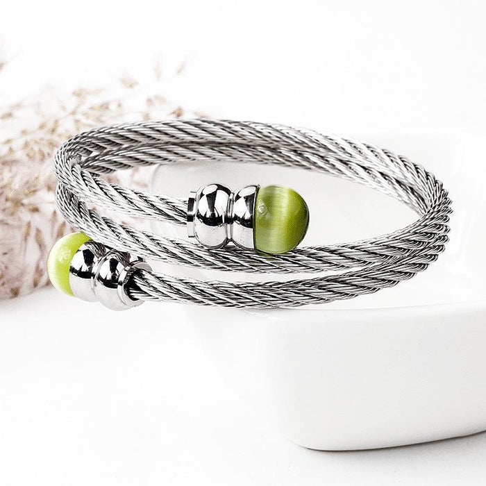 New Fashion Simple Stainless Steel Elastic Twisted Bracelet Bangle