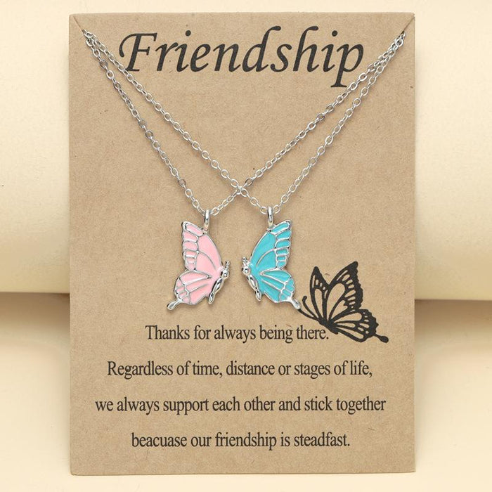 Colorful Butterfly Good Friend Magnet Set Necklace