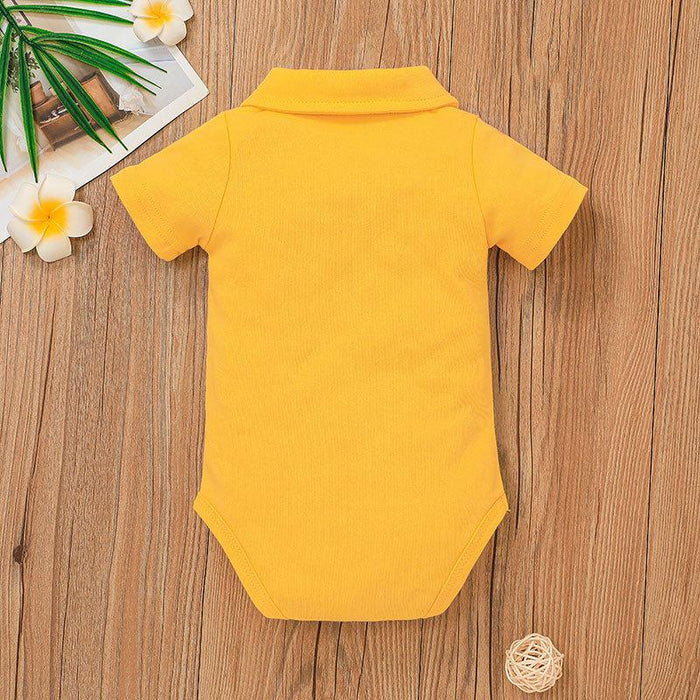 Baby Solid Color Gentleman Romper Infant Cute Bodysuit