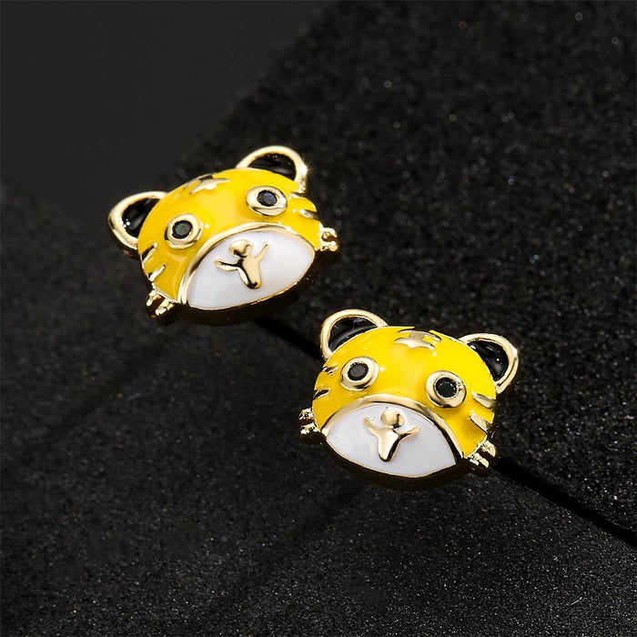 New Oil Dripping Personalized Little Tiger Female Earrings