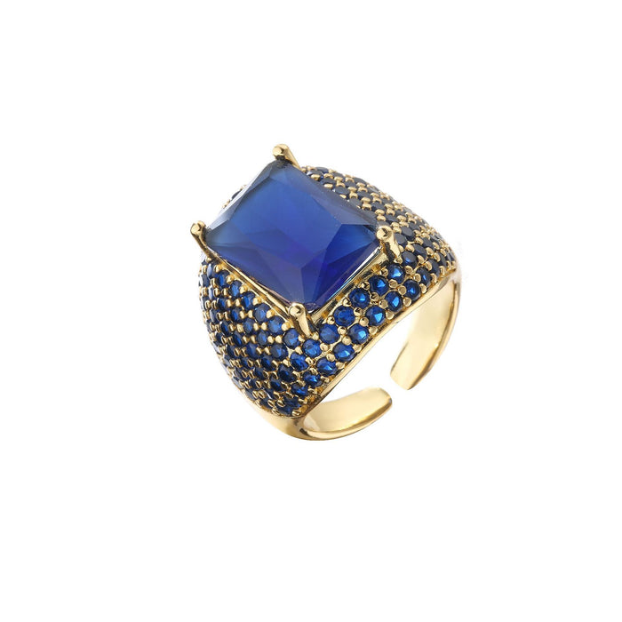 Colourful Square Zircon Inlaid Ring