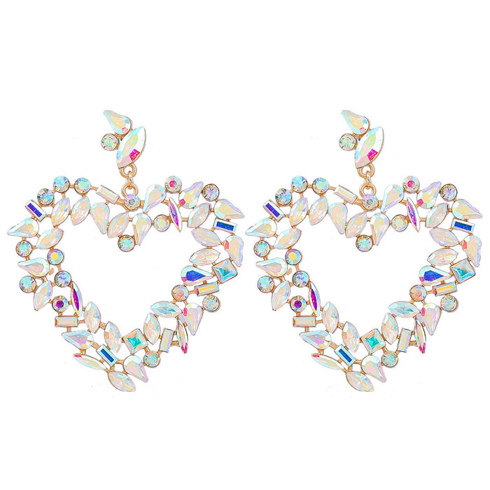 Flower Alloy Love colourful Rhinestone Earrings Female