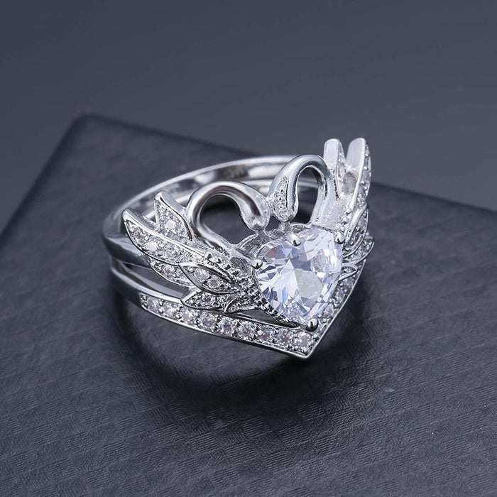 Fashion Women Heart  Zircon Couple Rings