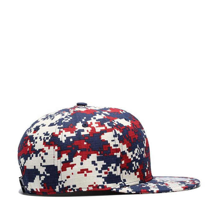 Camouflage colour Matching Flat Brim Hat Cotton Small Checkered Hat