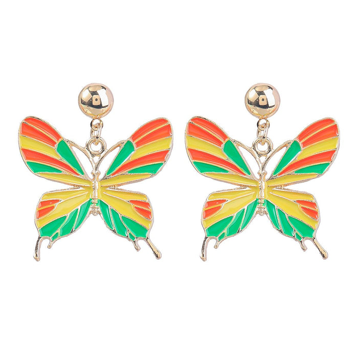 New Bohemian Style Butterfly Oil Dropping Earrings