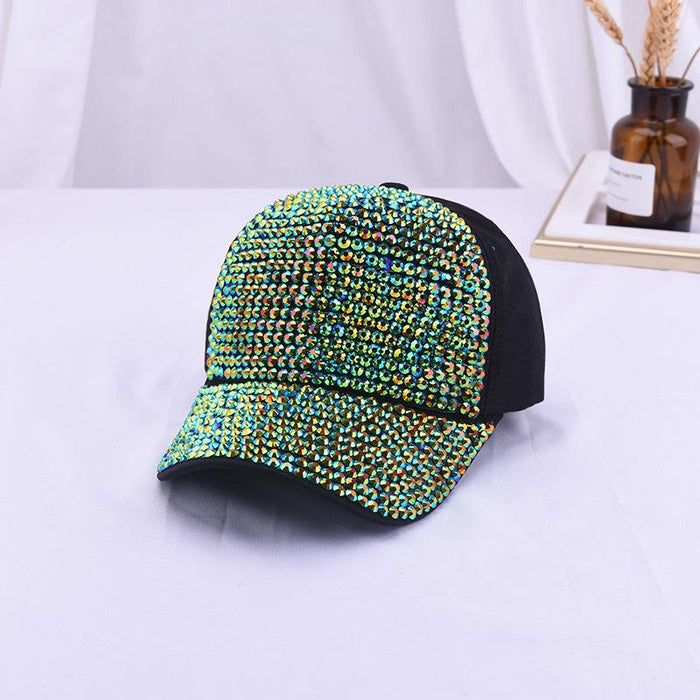 Summer Fashion Colorful Rhinestone Sunshade Mesh Cap Baseball Cap