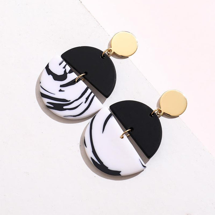 Marble Simple Geometric Earrings Irregular Soft Ceramic Earrings