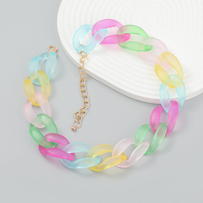 Women's Boho Multicolour Resin Clavicle Chain Necklace