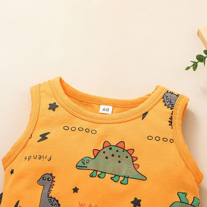 Summer Boys Cartoon Dinosaur Newborn Jumpsuit