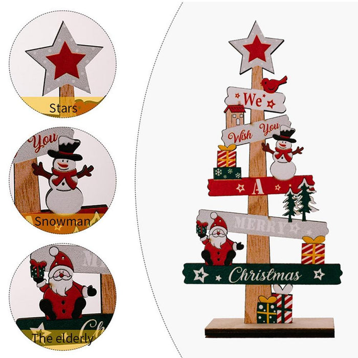 Wooden Desktop Christmas Tree Santa Claus DIY Decoration