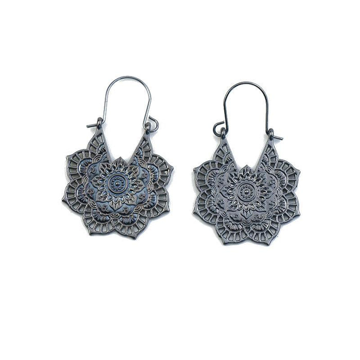 National Style Metal Hollowed Out Flower Earrings Jewelry