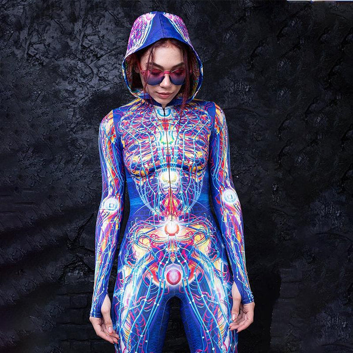 New Halloween Organ Print Role-playing Suit Cosplay Jumpsuit