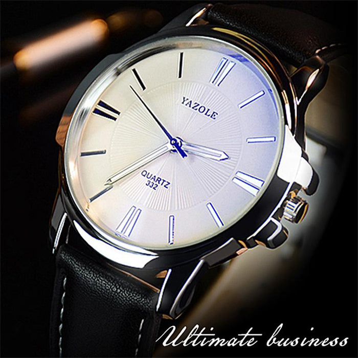 Mens Watches Blue Glass Watch Waterproof Leather