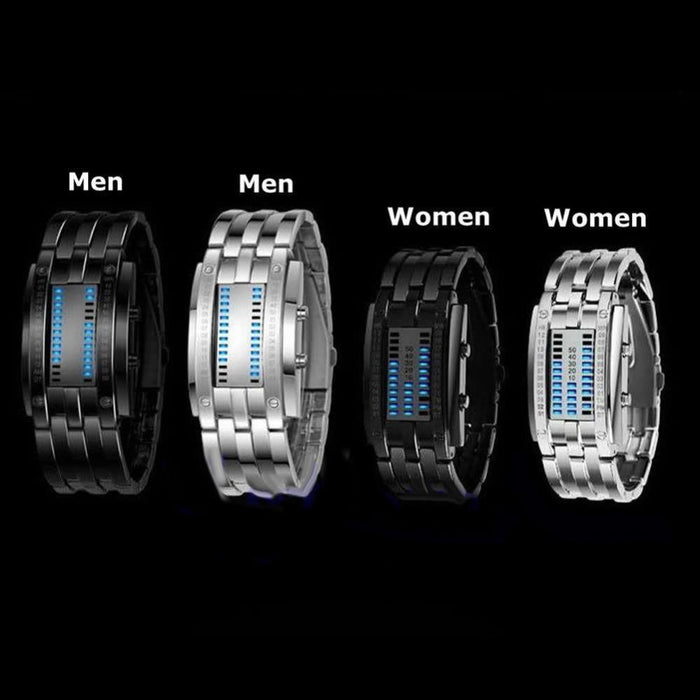 Creative Digital Watch Full Steel Binary Wrist Watch Women LED Electronic Sport Watches