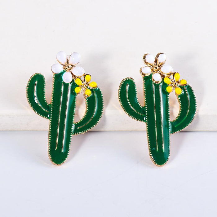 New Print Creative Cactus Fashion Female Earrings Accessories