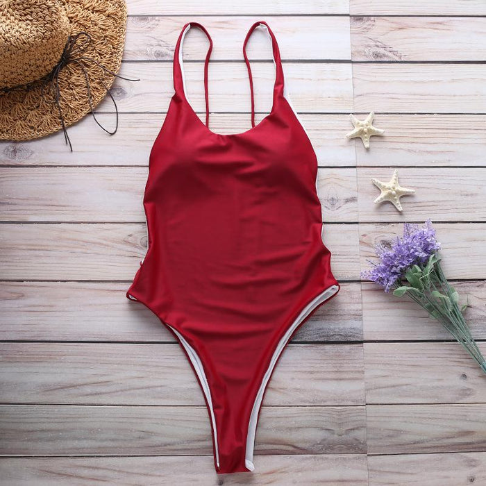 Sexy Simple Solid Color One-piece Bikini Swimsuit