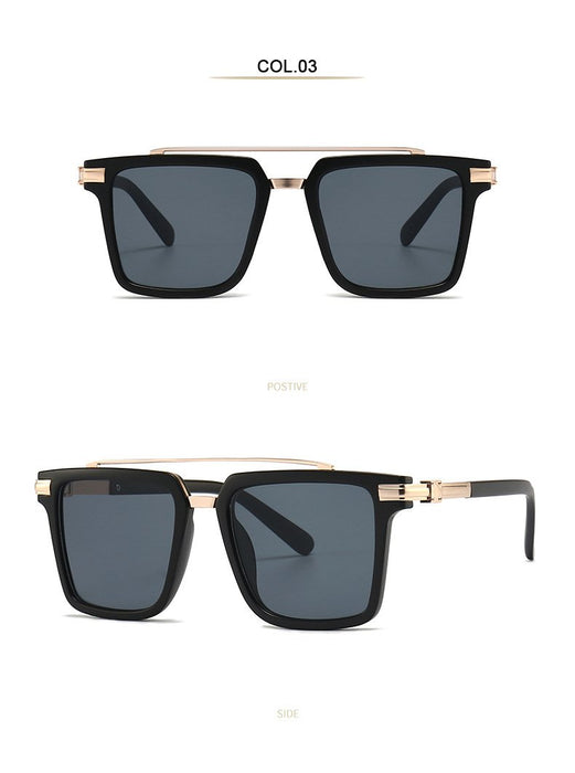 Men's and women's large frame square double beam Sunglasses