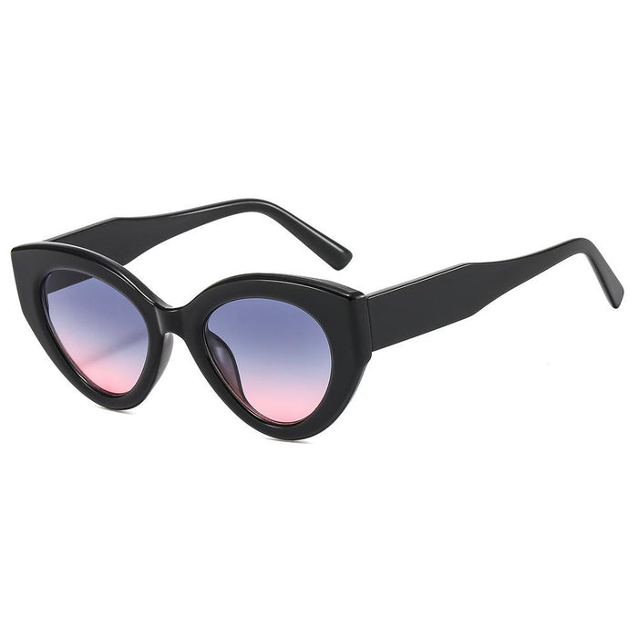 Contrast Cat Eye Sunglasses round frame