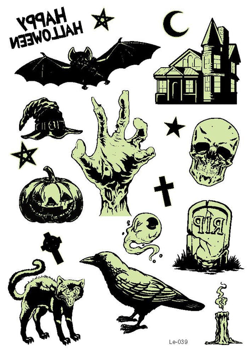 Multi-style Halloween Luminous Waterproof Disposable Funny Tattoo Stickers