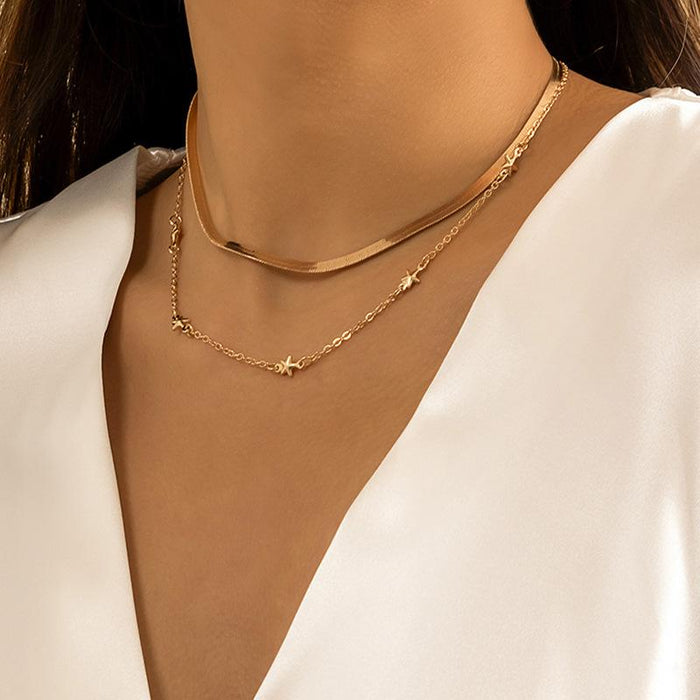 Double Layer Star Chain Simple Clavicle Chain