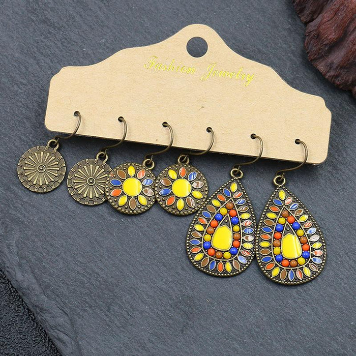 Flower Circle Earring Set female