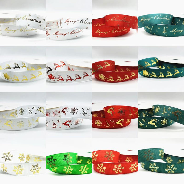 5yards 10mm 15mm 25mm Christmas Ribbon Printed