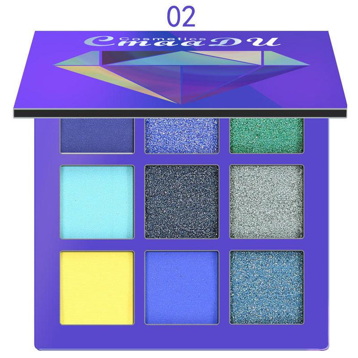 9 colour eye shadow flashing high gloss.