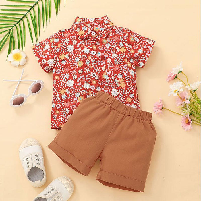 Children's Floral Retro Shirt Short Set