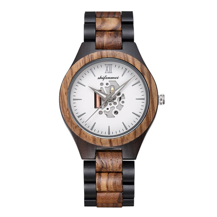 New Men's Hollow Wooden Watch Wooden Quartz Watch