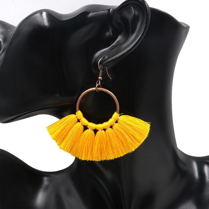 Women's Bohemian Handmade Fan-shaped Tassel Earrings