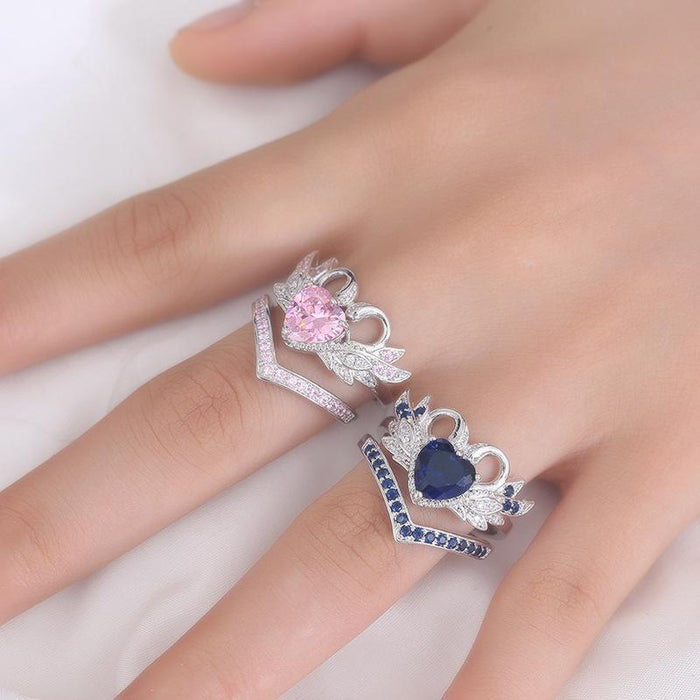 Fashion Women Heart  Zircon Couple Rings