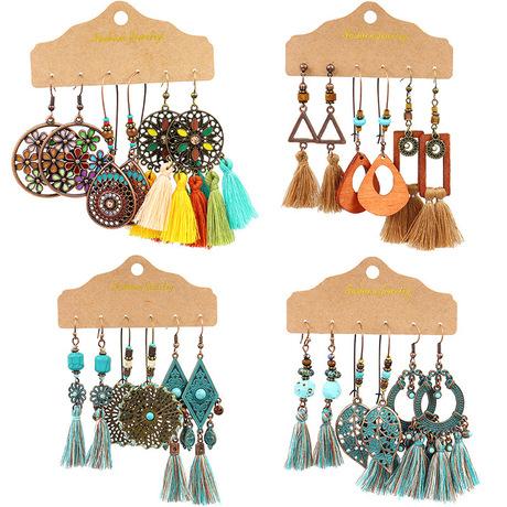 Geometric Bohemian National Style Fashion Big Circle Tassel Earrings