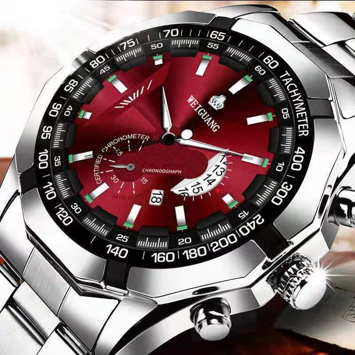 Full Steel Men Luxury Calendar Quartz Wristwatch Stylish Business Luminous Clock